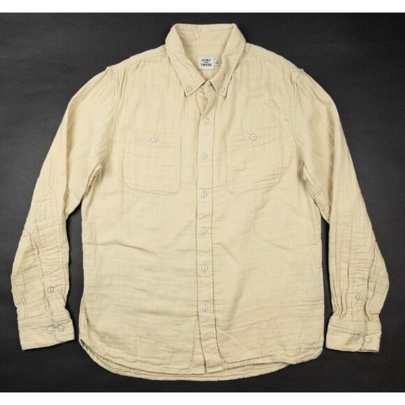 Flint And Tinder Double Gauze Shirt Men's Medium Casual Huckberry Light Yellow - Picture 2 of 14